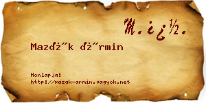 Mazák Ármin névjegykártya